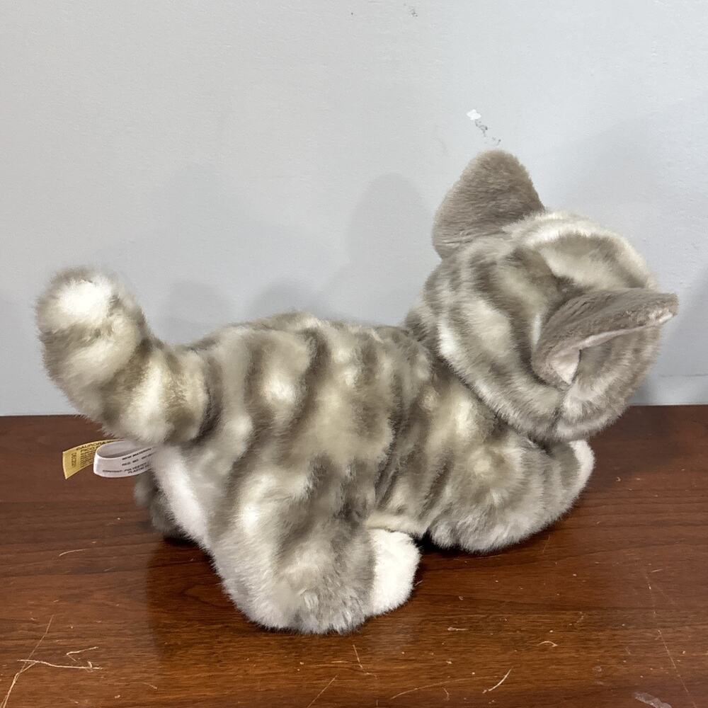 Aurora Miyoni Tots Gray White Striped Tabby Kitty Cat Plush Stuffed Animal Toy - Picture 6 of 9